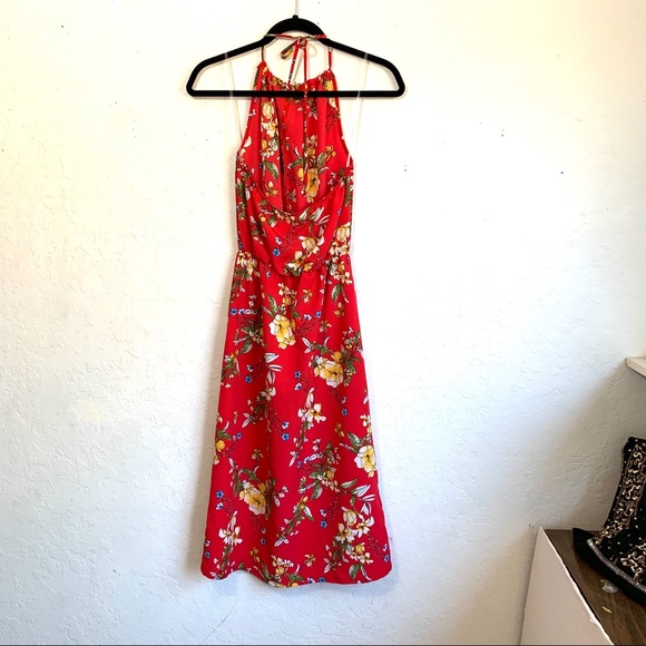 Velvet Torch Red Floral Halter Dress Medium - Picture 5 of 7